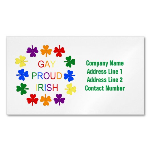 Gay Proud Irish LGBT Rainbow Shamrocks Magnetisch Visitekaartje (Voorkant)