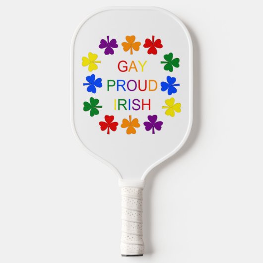 Gay Proud Irish LGBT Rainbow Shamrocks Pickleball Paddle (Voorkant)