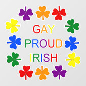 Gay Proud Irish LGBT Rainbow Shamrocks Raamsticker (Vel)
