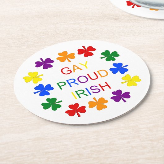 Gay Proud Irish LGBT Rainbow Shamrocks Ronde Kartonnen Onderzetter (Gebogen)