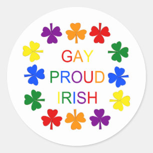 Gay Proud Irish LGBT Rainbow Shamrocks Ronde Sticker