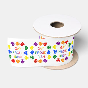 Gay Proud Irish LGBT Rainbow Shamrocks Satijnen Lint