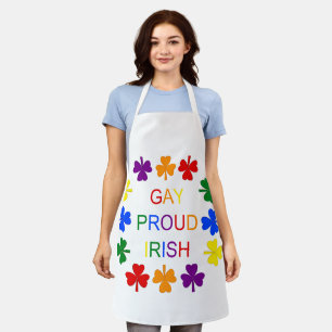 Gay Proud Irish LGBT Rainbow Shamrocks Schort