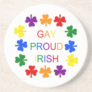 Gay Proud Irish LGBT Rainbow Shamrocks Zandsteen Onderzetter
