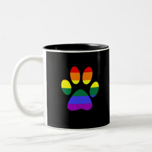 Gay Pup Gay Dog Paw LGBT Pride Lesbian Gift Tweekleurige Koffiemok