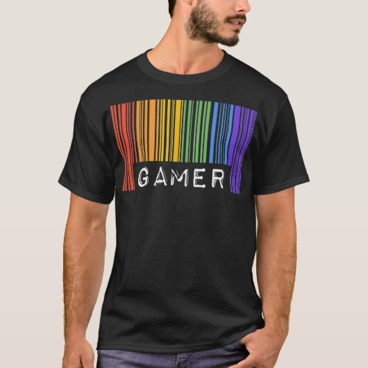 Gay Queer Barcode Pride Gamer Video Games Aestheti T-shirt (Voorkant)