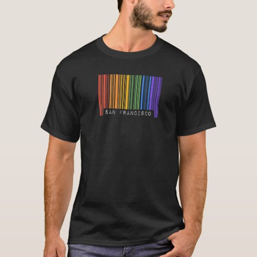 Gay Queer Barcode Pride San Francisco California A T-shirt (Voorkant)