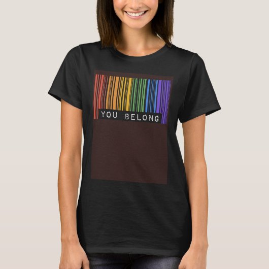 Gay Queer Barcode Pride You Belong Ally Aesthetic  T-shirt (Voorkant)