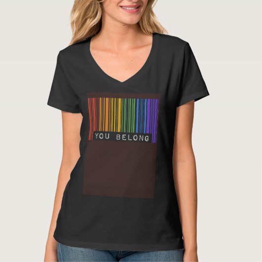 Gay Queer Barcode Pride You Belong Ally Aesthetic  T-shirt (Voorkant)