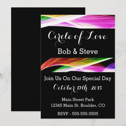 Gay Rainbow Art Wedding Uitnodiging (Voorkant / Achterkant)