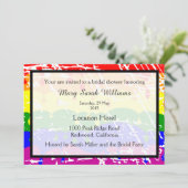 Gay Rainbow Bruids Douche Uitnodiging (Staand voorkant)