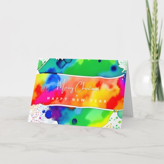 Gay Rainbow Christmas Holiday Kaart (Voorkant)