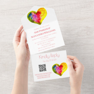 Gay Rainbow Colorful LGBT Pride RSVP QR Code All In One Uitnodiging