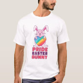 Gay Rainbow Design Bunny for Pride Easter Rabbit C T-shirt (Voorkant)