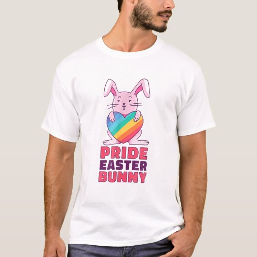 Gay Rainbow Design Bunny for Pride Easter Rabbit C T-shirt (Voorkant)
