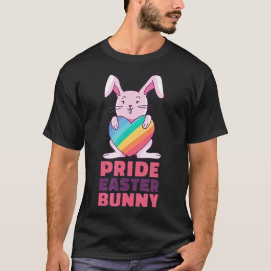 Gay Rainbow-design Bunny voor pride paaskonijn T-shirt (Voorkant)