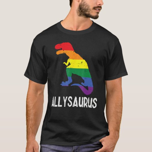 Gay Rainbow Dino Trex Ally Saurus Lgbt Flag Boys T T-shirt (Voorkant)