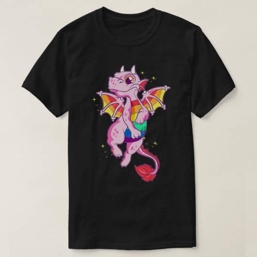 Gay Rainbow Dragon Equality Pride Funny Gift T-shirt (Design voorkant)
