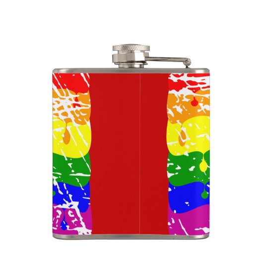 Gay Rainbow Flag op deze manier geboren Heupfles (Achterkant)