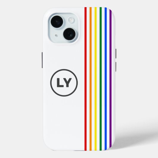 Gay Rainbow Flag Stripes Gepersonaliseerde Initial Case-Mate iPhone Case (Achterkant)