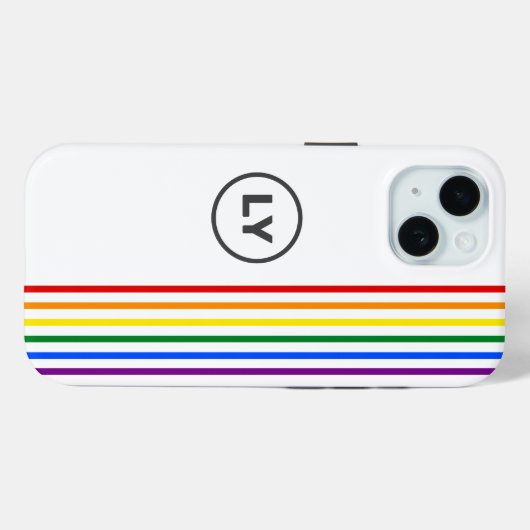 Gay Rainbow Flag Stripes Gepersonaliseerde Initial Case-Mate iPhone Case (Achterkant (horizontaal))