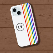 Gay Rainbow Flag Stripes Gepersonaliseerde Initial iPhone 15 Case