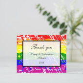 Gay Rainbow Freedom Flag Leuke bruiloft Bedankt Briefkaart (Staand voorkant)