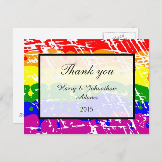 Gay Rainbow Freedom Flag Leuke bruiloft Bedankt Briefkaart (Voorkant / Achterkant)