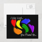 Gay Rainbow Hearts: "Ik ben verloren, je hebt me g Briefkaart (Voorkant / Achterkant)