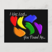 Gay Rainbow Hearts: "Ik ben verloren, je hebt me g Briefkaart (Voorkant)