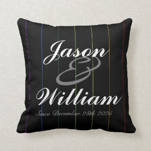 Gay Rainbow Pinstriped Custom Jubileum Pillow Kussen