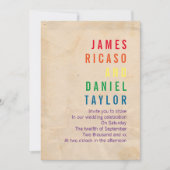 Gay Rainbow Text Antiek Paper Wedding Kaart (Voorkant)