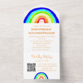 Gay Rainbow Wedding LGBT Pride RSVP QR Code All In One Uitnodiging (Binnen)
