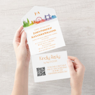 Gay Rainbow Wedding LGBT Pride RSVP QR Code All In One Uitnodiging