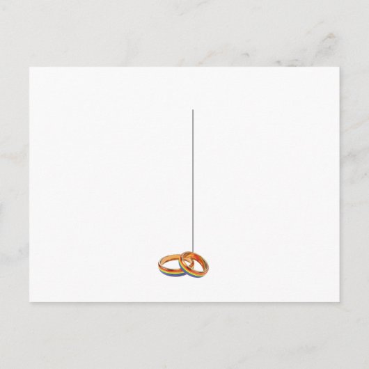 Gay regenboog en trouwringen redden de datum aankondigingskaart (Achterkant)