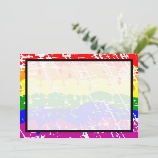 Gay Regenboog Vrijheid Vlag Bruiloft Save the Date (Staand voorkant)