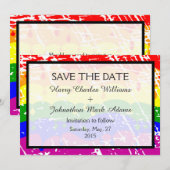 Gay Regenboog Vrijheid Vlag Bruiloft Save the Date (Voorkant / Achterkant)