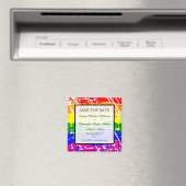Gay Regenboog Vrijheid Vlag Bruiloft Save the Date Magneet (Insitu (Vaatwasser))