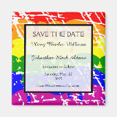 Gay Regenboog Vrijheid Vlag Bruiloft Save the Date Magneet (Voorkant)