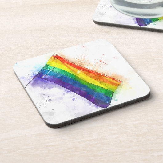 Gay regenboogvlag bier onderzetter (Linkerzijde)