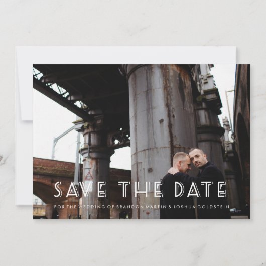 Gay Retro Art Deco Foto opslaan Datum Save The Date (Voorkant)