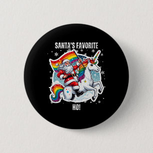 Gay Santa Riding Unicorn favoriet hoe grappig LGBT Ronde Button 5,7 Cm