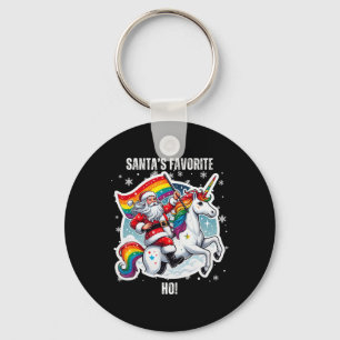 Gay Santa Riding Unicorn favoriet hoe grappig LGBT Sleutelhanger