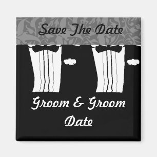 GAY Save the Date Black and White Wedding Magnets Magneet