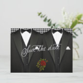 Gay Save the Date met Tuxedo (Staand voorkant)