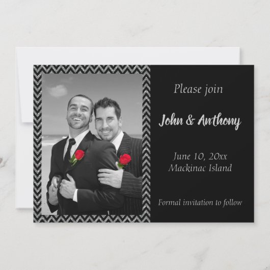 Gay Save the Date met Tuxedo (Achterkant)