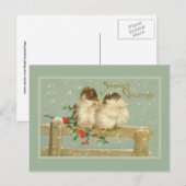 Gay Season's Groeten Twee vogels op een hek Feestdagenkaart (Voorkant / Achterkant)