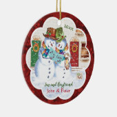 Gay, Son en Boyvriend, twee sneeuwpoppen, zolder Keramisch Ornament (Rechts)