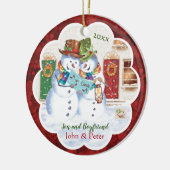 Gay, Son en Boyvriend, twee sneeuwpoppen, zolder Keramisch Ornament (Links)