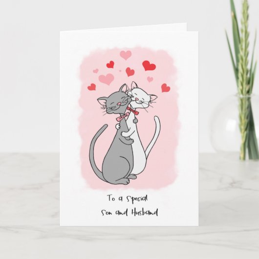 Gay Son & Husband Valentijnse Cute Cats Card Kaart (Voorkant)